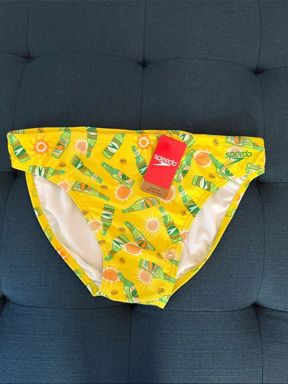 Men’s Speedo Yellow Swim Briefs NEW European Brazilian beer and sunshine waist 3